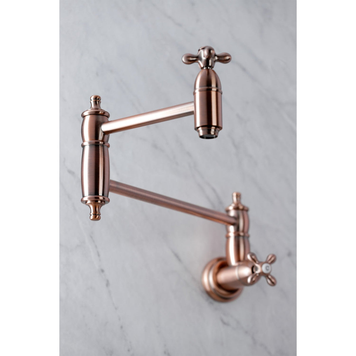 Restoration KS310AXAC Two-Handle 1-Hole Wall Mount Pot Filler, Antique Copper