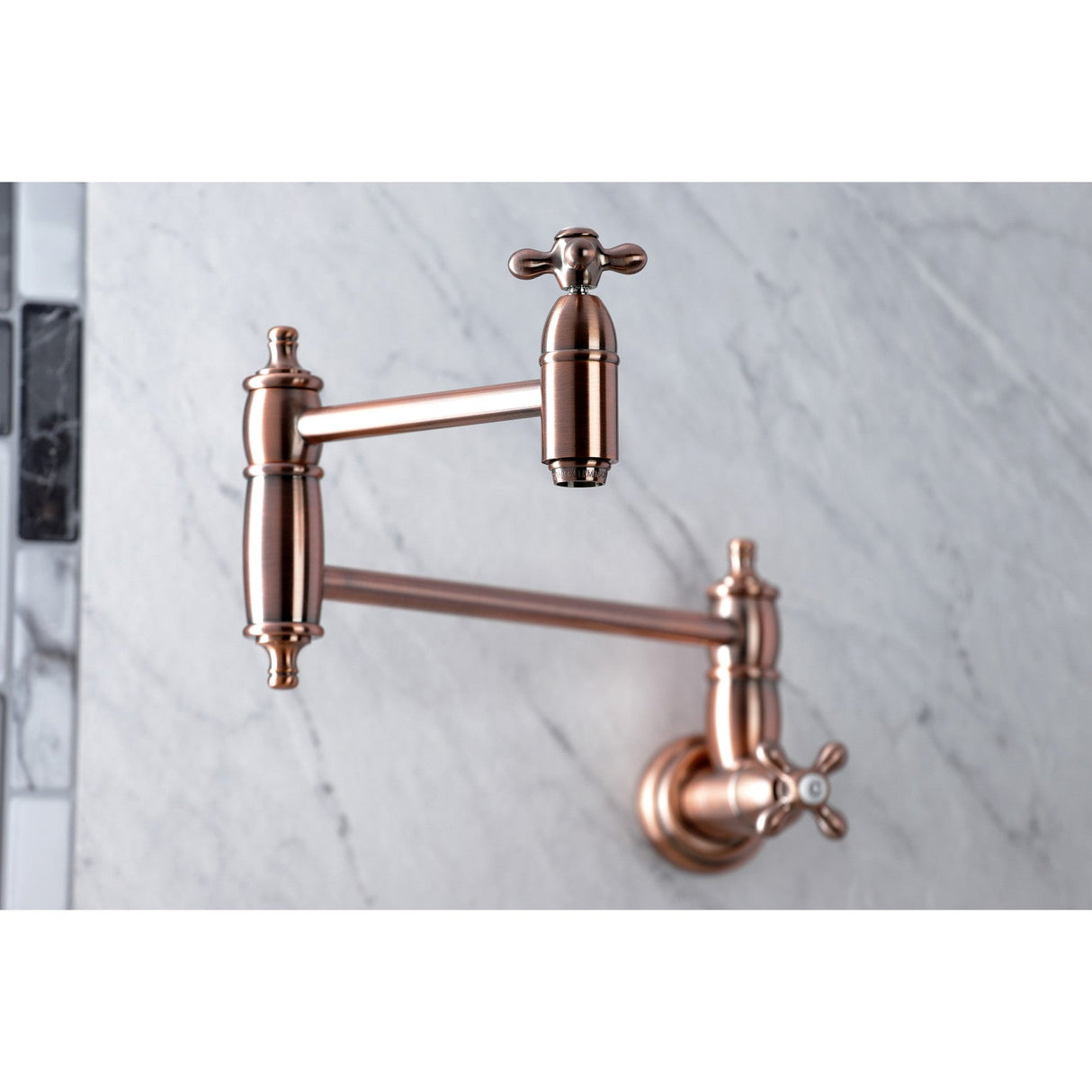 Restoration KS310AXAC Two-Handle 1-Hole Wall Mount Pot Filler, Antique Copper