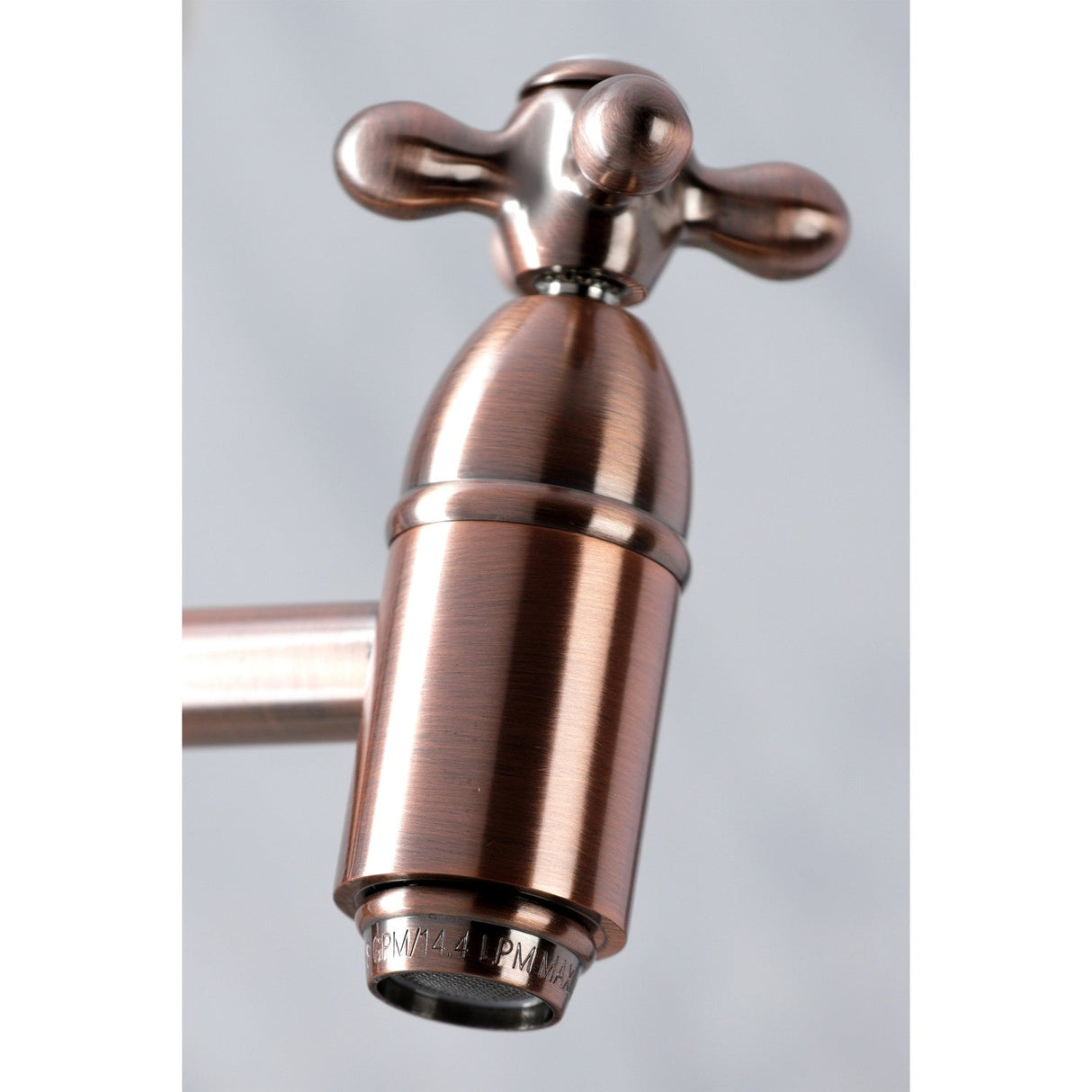 Restoration KS310AXAC Two-Handle 1-Hole Wall Mount Pot Filler, Antique Copper