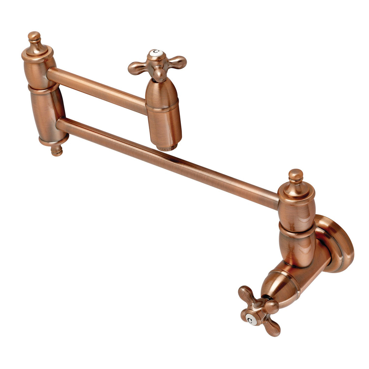 Restoration KS310AXAC Two-Handle 1-Hole Wall Mount Pot Filler, Antique Copper