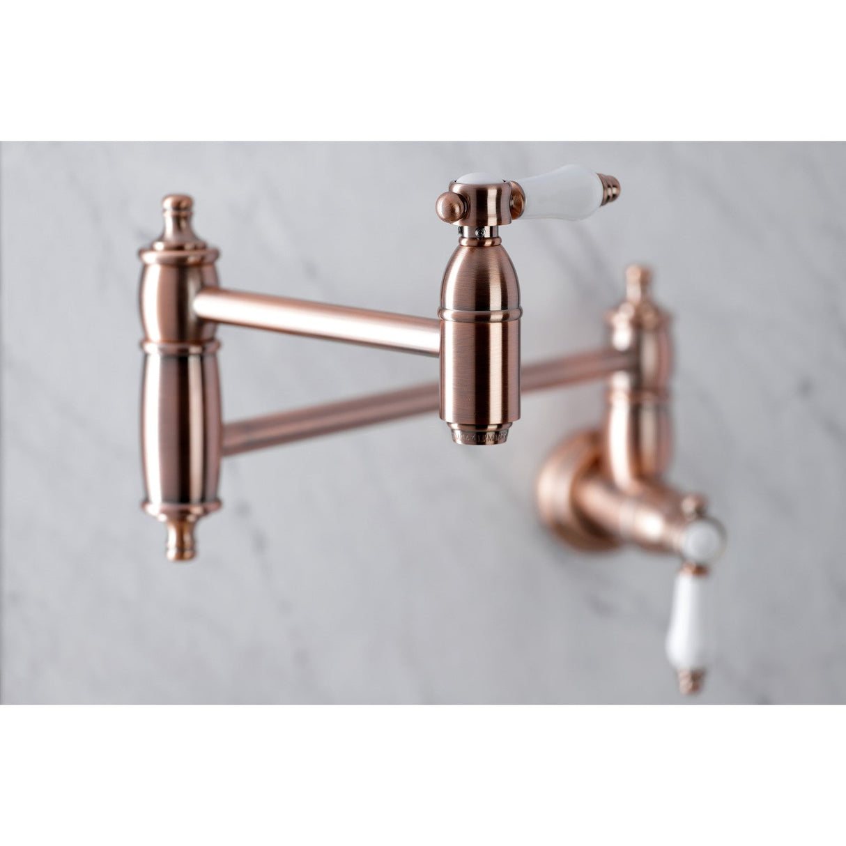 Bel-Air KS310BPLAC Two-Handle 1-Hole Wall Mount Pot Filler, Antique Copper