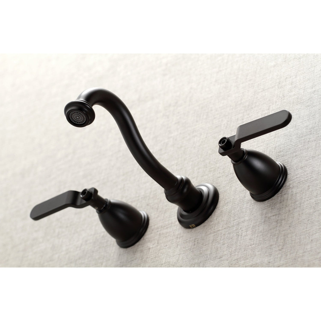 Whitaker KS3120KL Two-Handle 3-Hole Wall Mount Bathroom Faucet, Matte Black