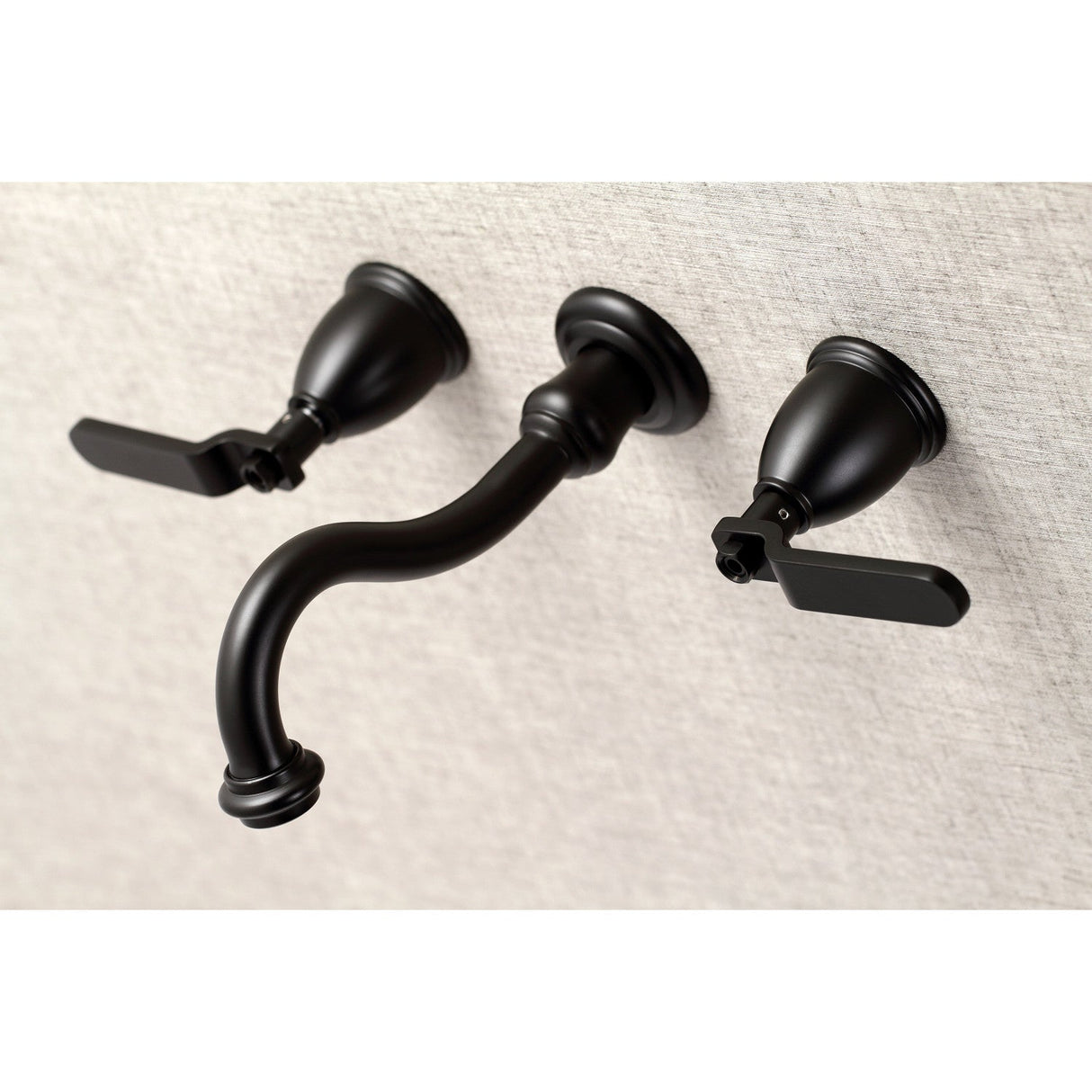 Whitaker KS3120KL Two-Handle 3-Hole Wall Mount Bathroom Faucet, Matte Black