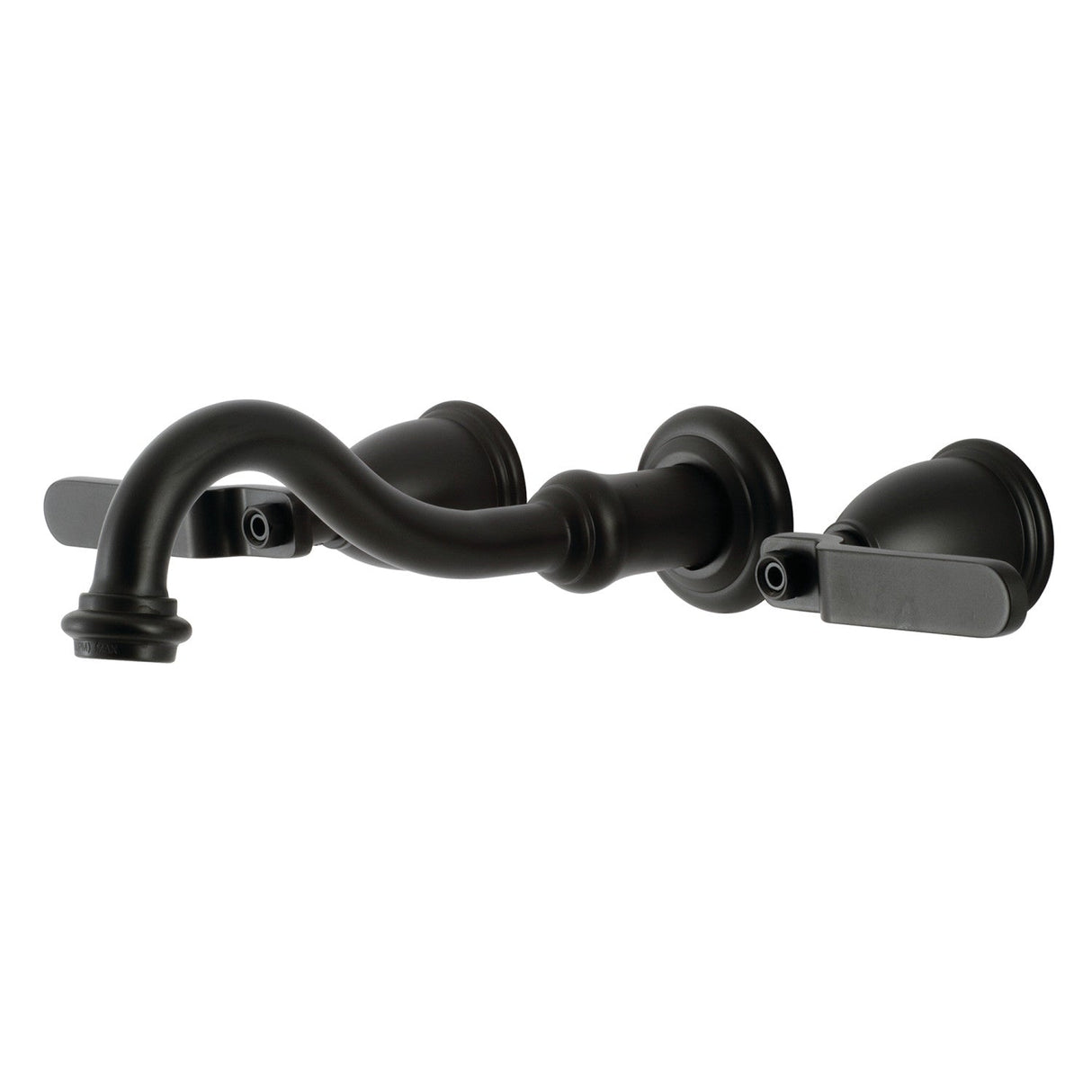 Whitaker KS3120KL Two-Handle 3-Hole Wall Mount Bathroom Faucet, Matte Black