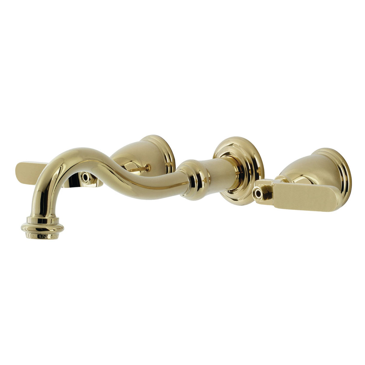 Whitaker KS3122KL Two-Handle 3-Hole Wall Mount Bathroom Faucet, Polished Brass