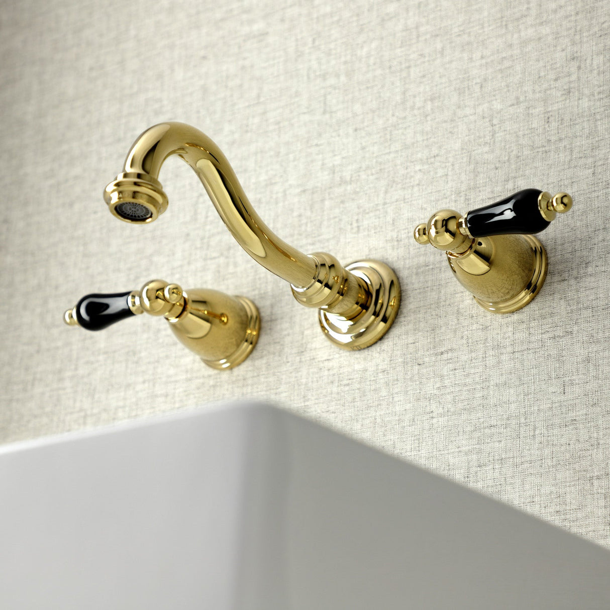 Duchess KS3122PKL Two-Handle Wall Mount Bathroom Faucet, Polished Brass