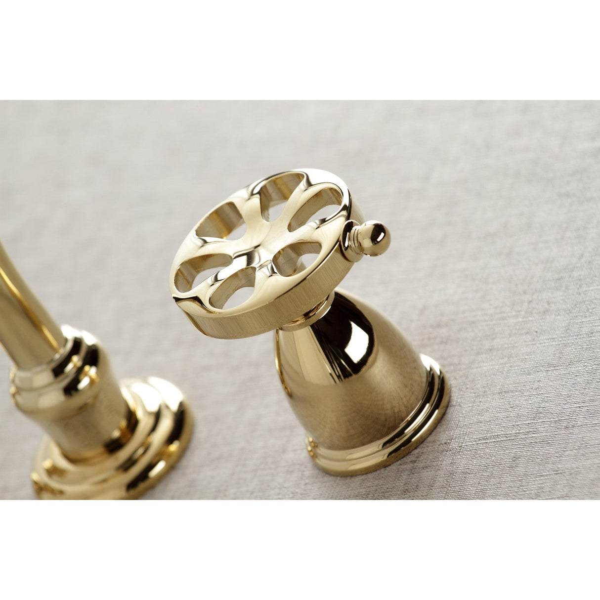 Belknap KS3122RX Two-Handle 3-Hole Wall Mount Bathroom Faucet, Polished Brass