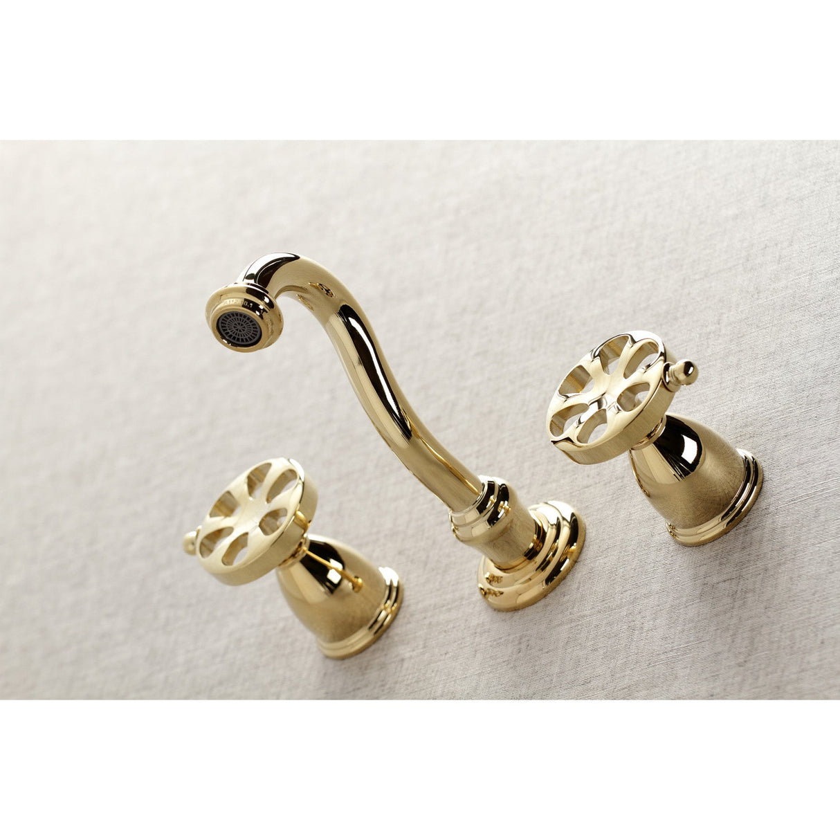 Belknap KS3122RX Two-Handle 3-Hole Wall Mount Bathroom Faucet, Polished Brass