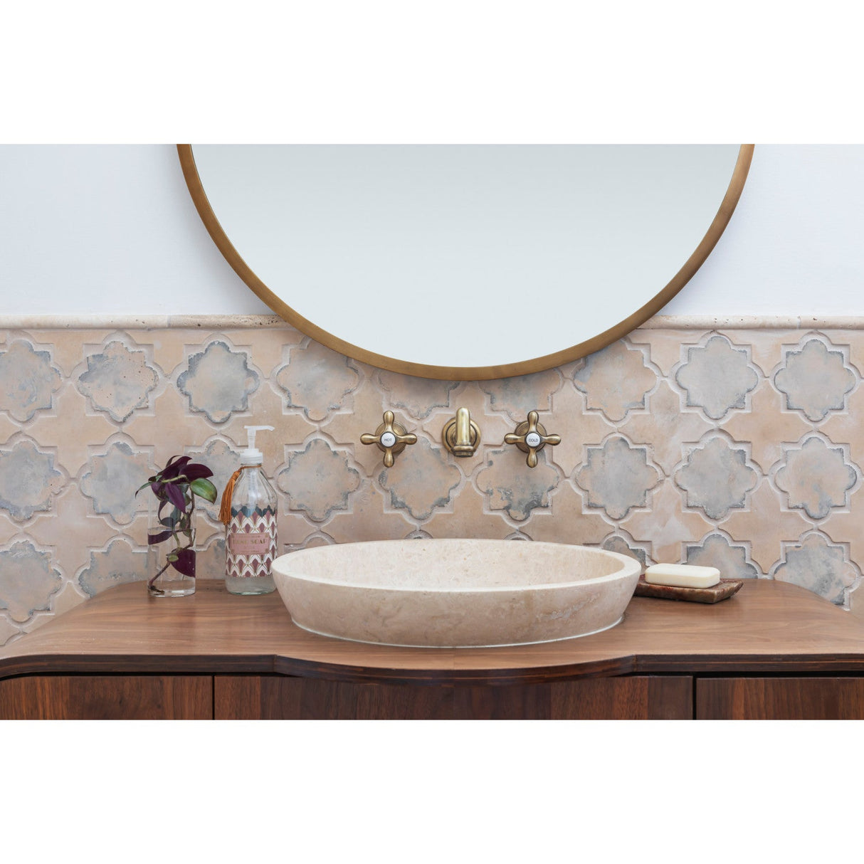 Vintage KS3123AX Two-Handle 3-Hole Wall Mount Bathroom Faucet, Antique Brass