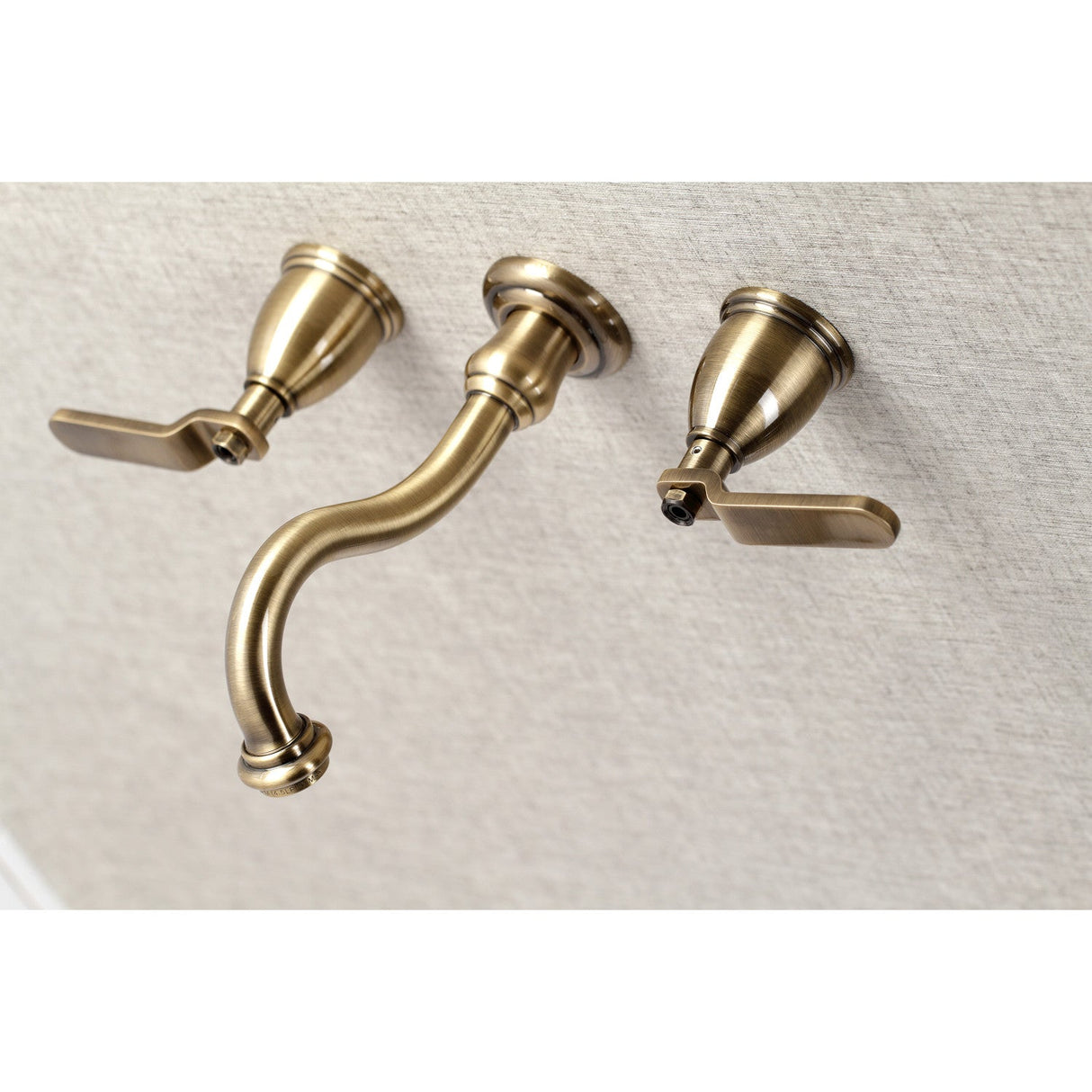 Whitaker KS3123KL Two-Handle 3-Hole Wall Mount Bathroom Faucet, Antique Brass