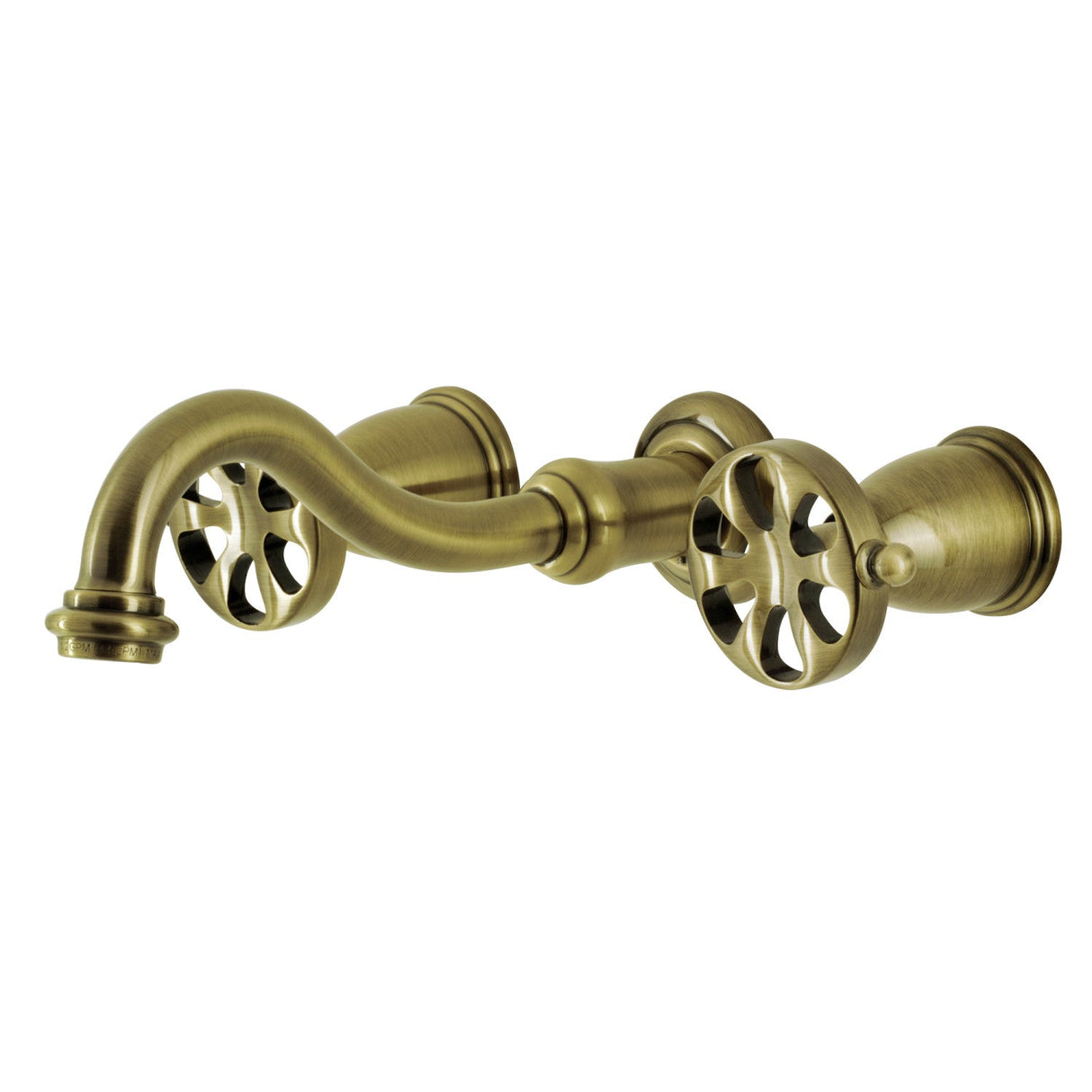 Belknap KS3123RX Two-Handle 3-Hole Wall Mount Bathroom Faucet, Antique Brass