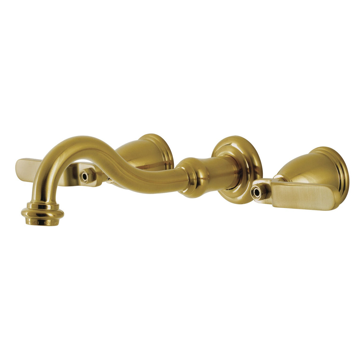 Whitaker KS3127KL Two-Handle 3-Hole Wall Mount Bathroom Faucet, Brushed Brass