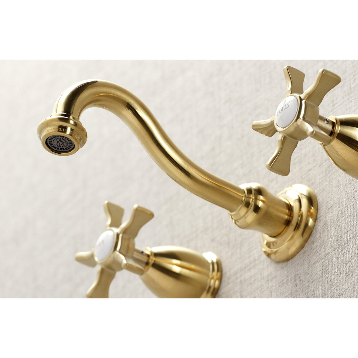 Hamilton KS3127NX Two-Handle 3-Hole Wall Mount Bathroom Faucet, Brushed Brass