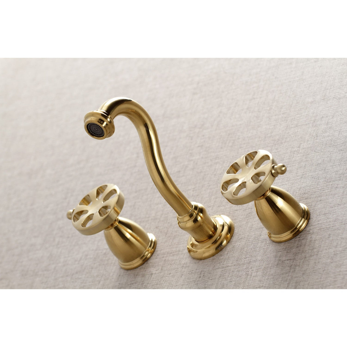 Belknap KS3127RX Two-Handle 3-Hole Wall Mount Bathroom Faucet, Brushed Brass