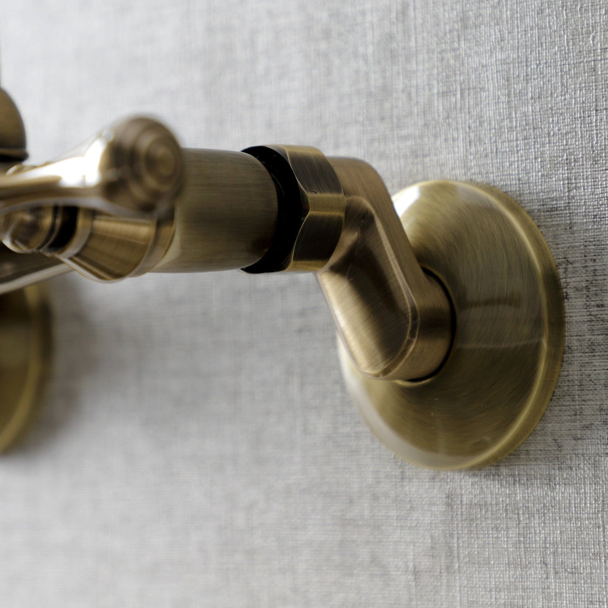 Kingston KS313AB Two-Handle 2-Hole Wall Mount Kitchen Faucet, Antique Brass