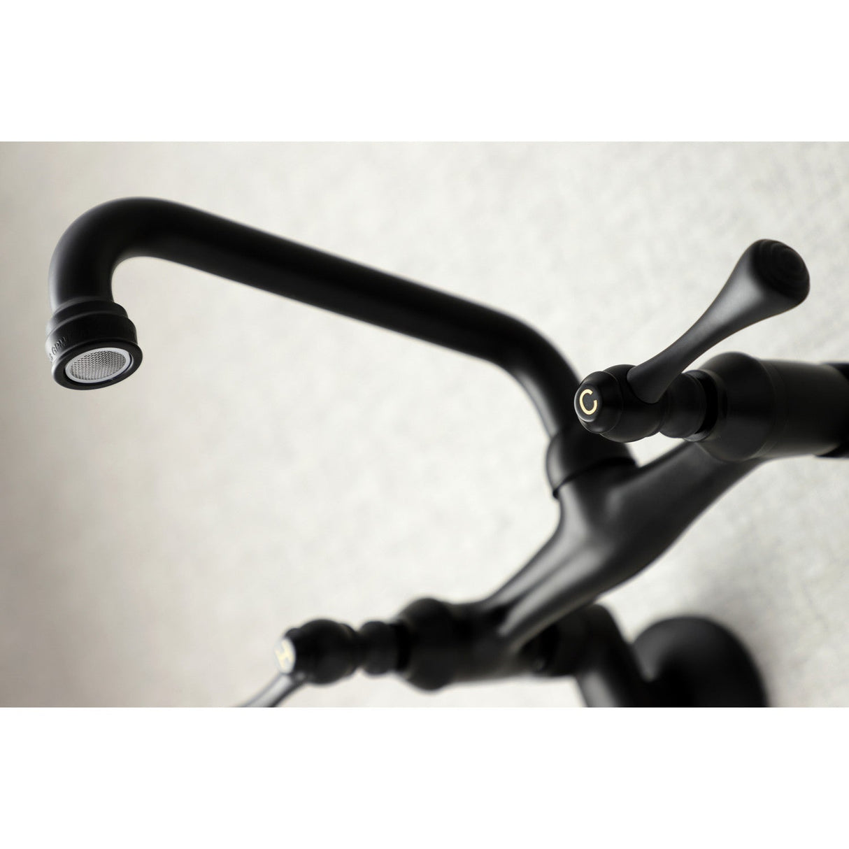 Kingston KS313MB Two-Handle 2-Hole Wall Mount Kitchen Faucet, Matte Black