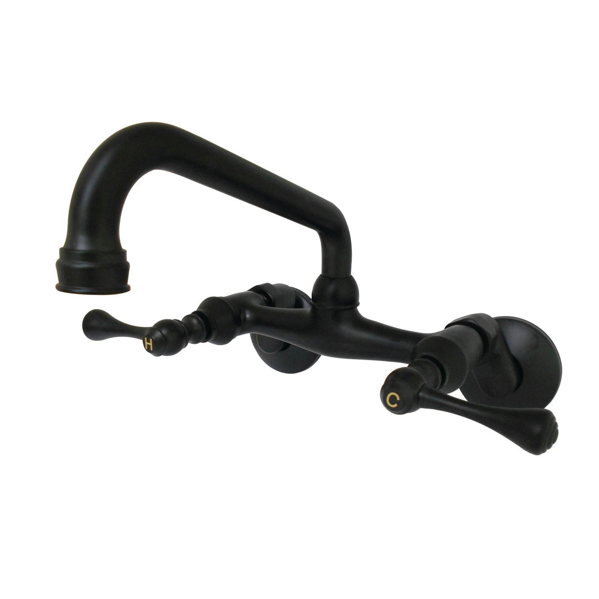 Kingston KS313MB Two-Handle 2-Hole Wall Mount Kitchen Faucet, Matte Black