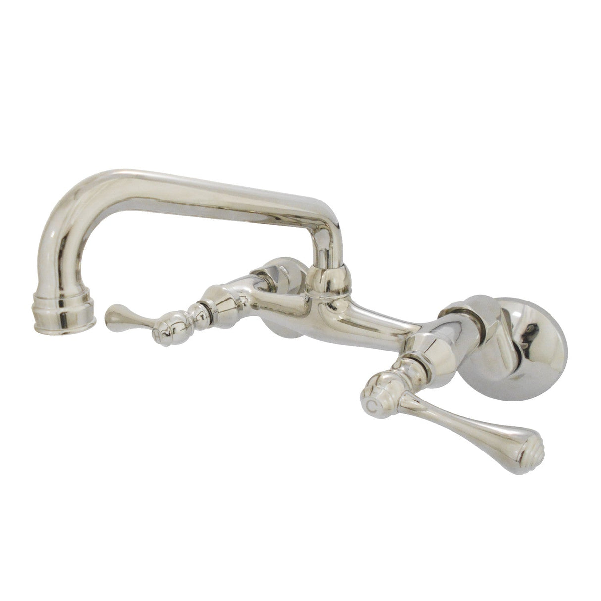 Kingston KS313PN Two-Handle 2-Hole Wall Mount Kitchen Faucet, Polished Nickel