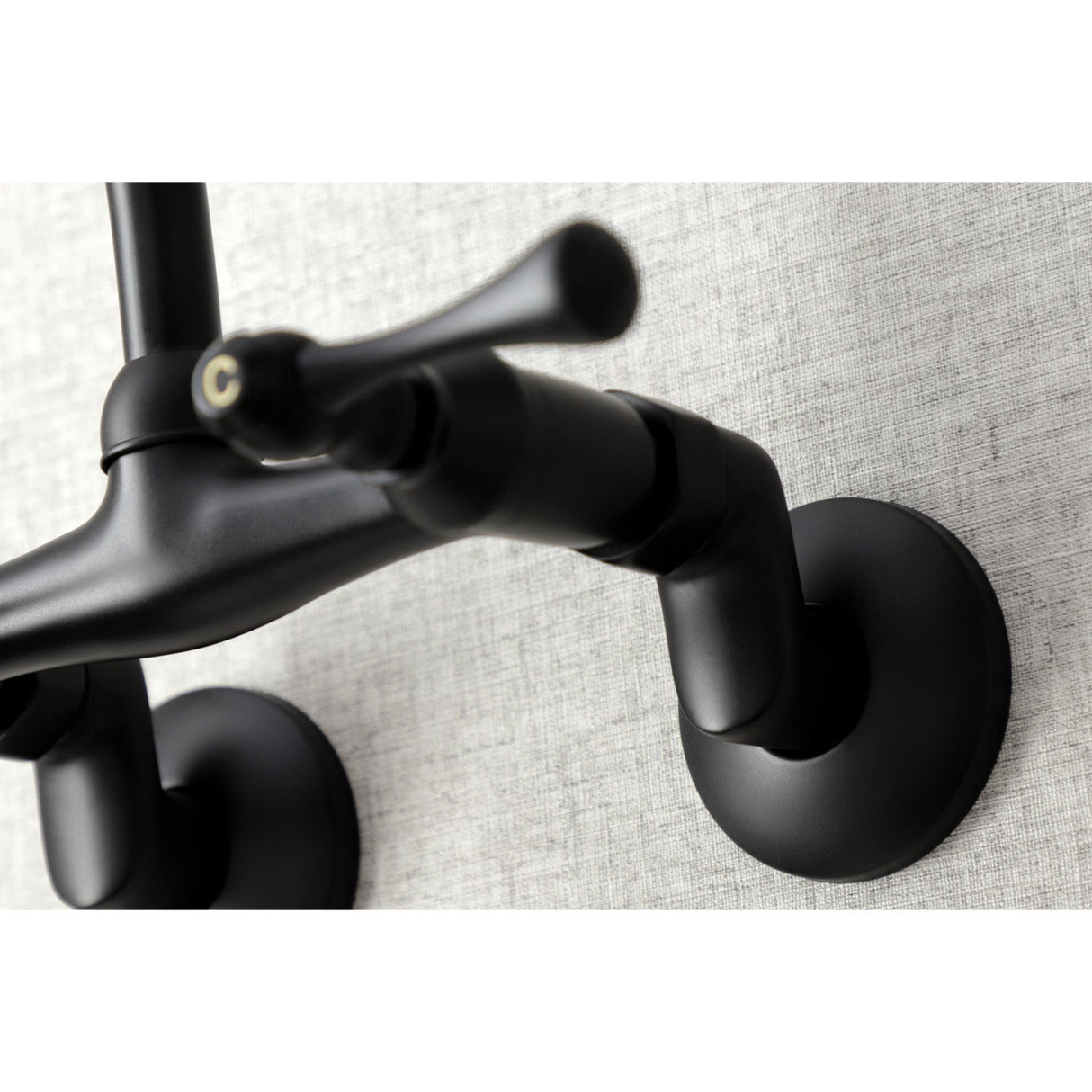 Kingston KS314MB Two-Handle 2-Hole Wall Mount Kitchen Faucet, Matte Black