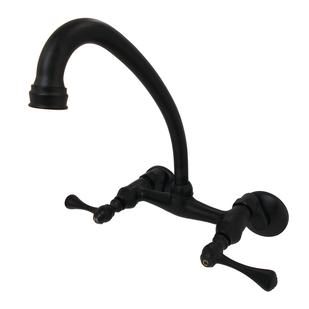 Kingston KS314MB Two-Handle 2-Hole Wall Mount Kitchen Faucet, Matte Black