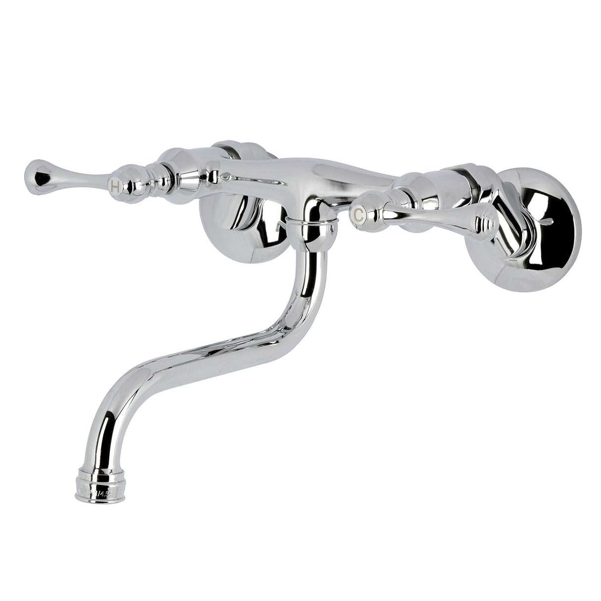 Kingston KS316C Two-Handle 2-Hole Wall Mount Bathroom Faucet, Polished Chrome