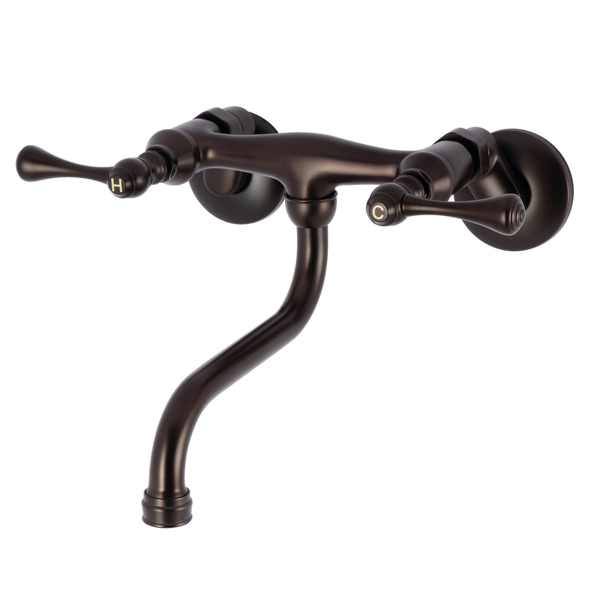 Kingston KS316ORB Two-Handle 2-Hole Wall Mount Bathroom Faucet, Oil Rubbed Bronze
