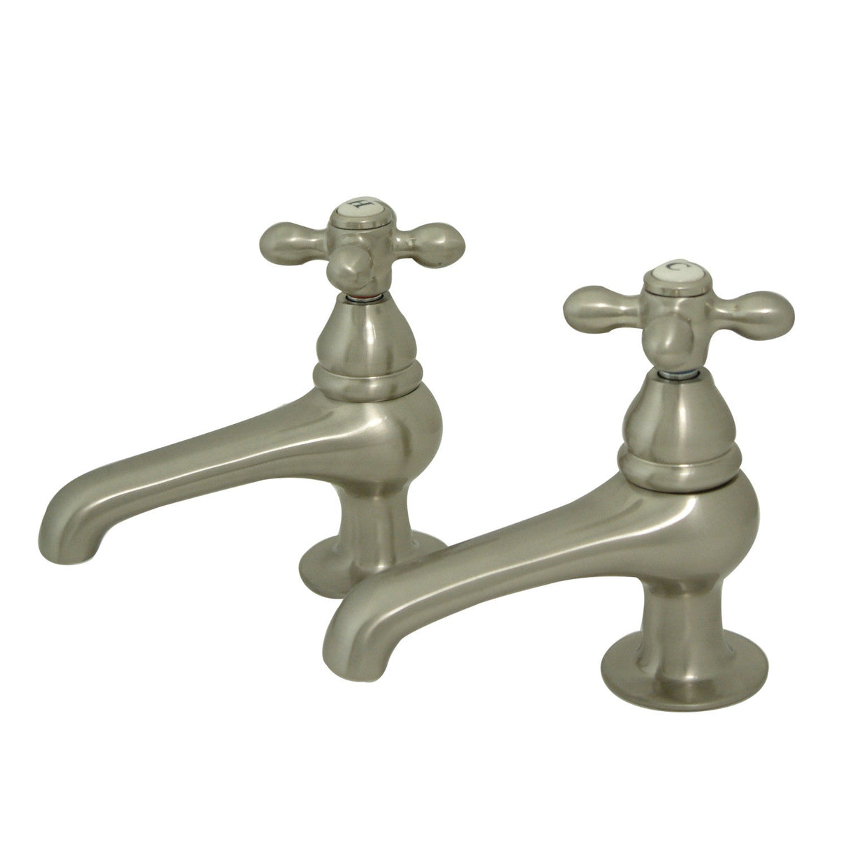 Restoration KS3208AX Two-Handle Deck Mount Basin Tap Faucet, Brushed Nickel