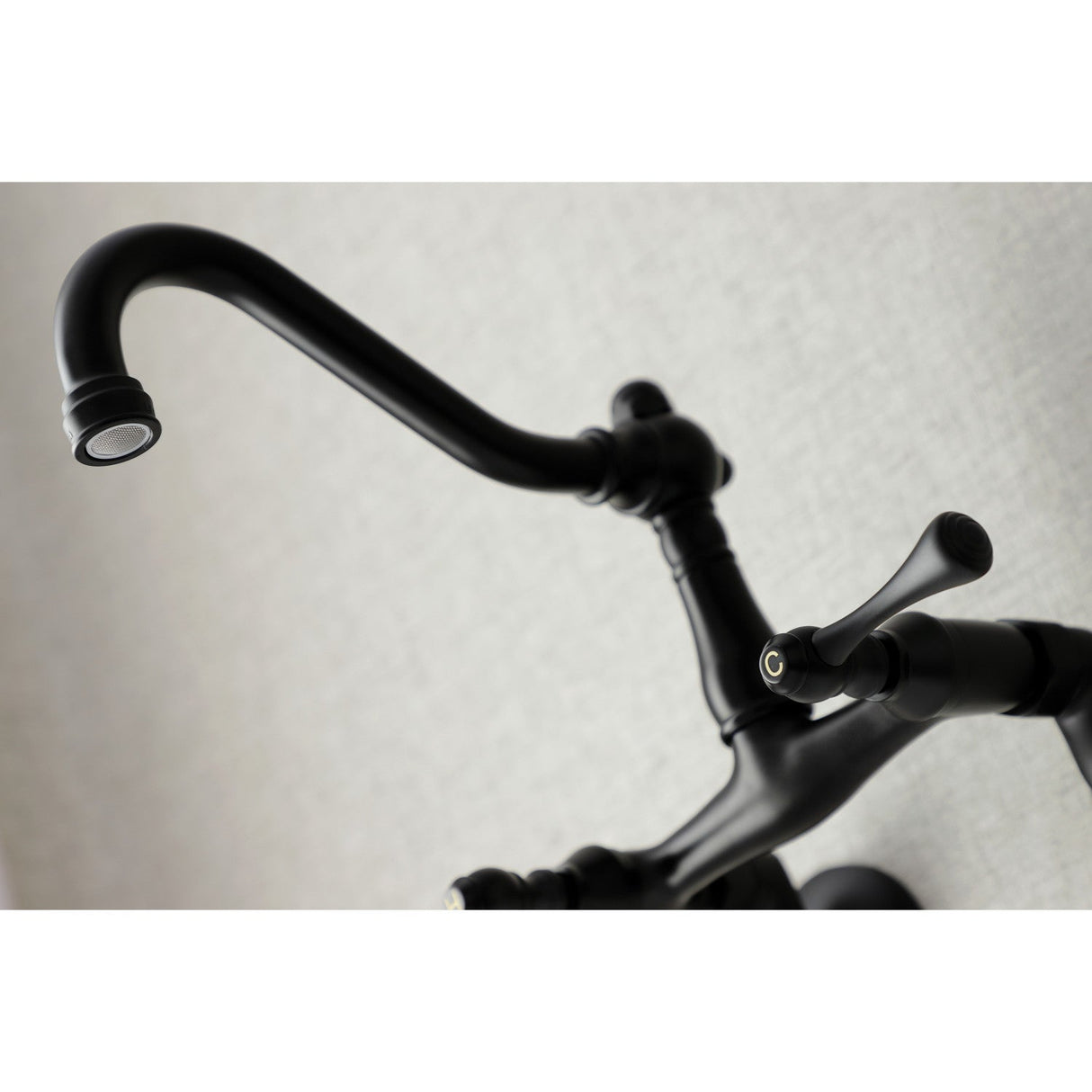 Vintage KS3220BL Two-Handle 2-Hole Wall Mount Kitchen Faucet, Matte Black
