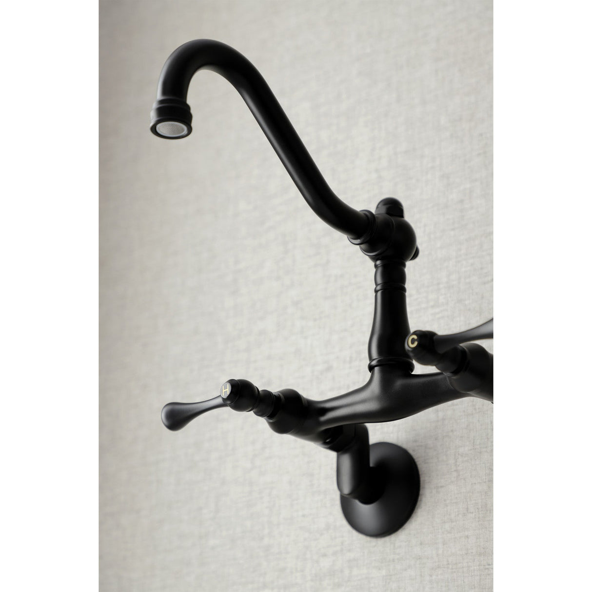 Vintage KS3220BL Two-Handle 2-Hole Wall Mount Kitchen Faucet, Matte Black