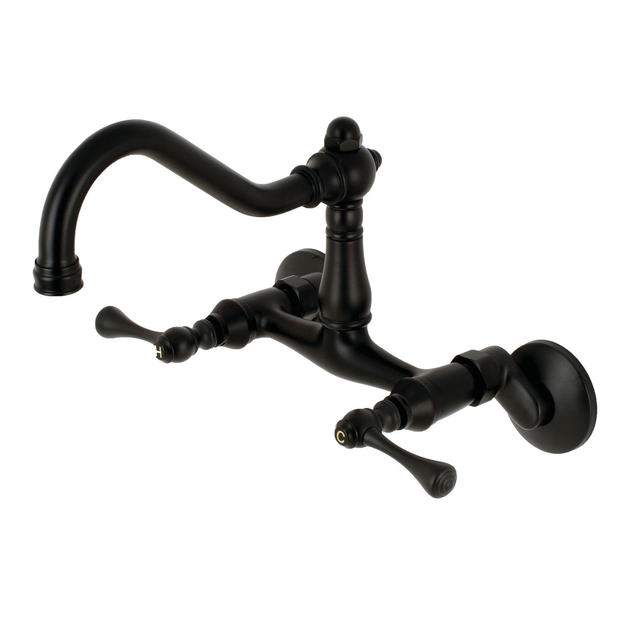 Vintage KS3220BL Two-Handle 2-Hole Wall Mount Kitchen Faucet, Matte Black