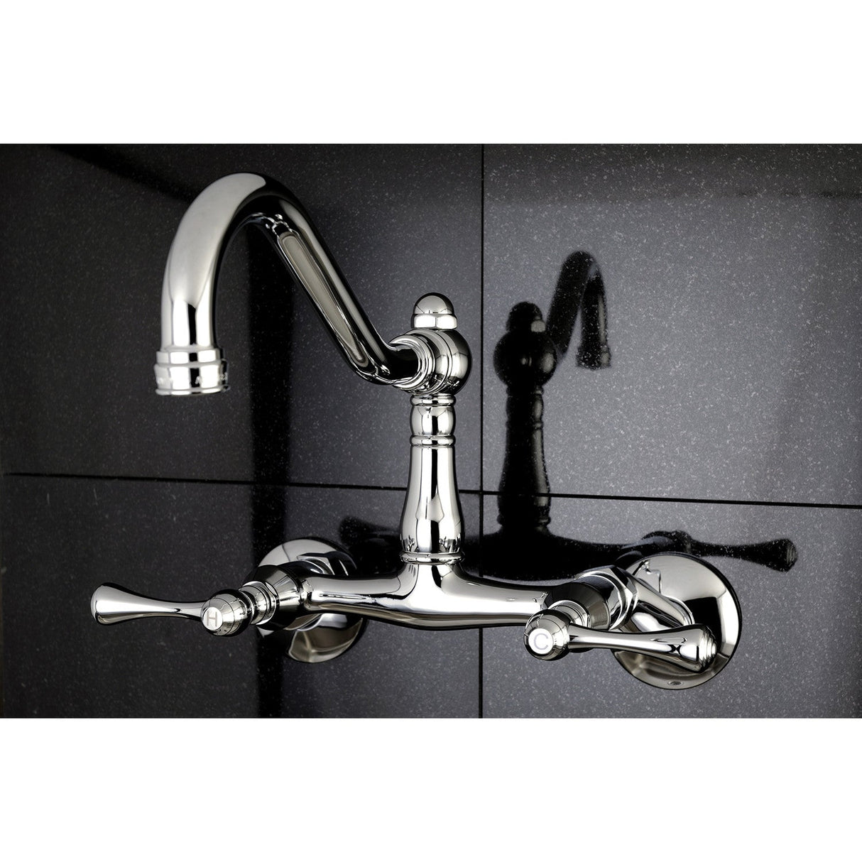 Vintage KS3221BL Two-Handle 2-Hole Wall Mount Kitchen Faucet, Polished Chrome