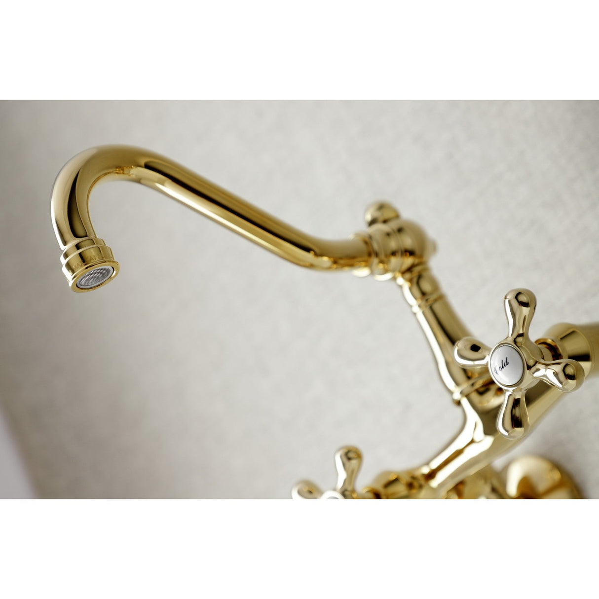 Vintage KS3222AX Two-Handle 2-Hole Wall Mount Kitchen Faucet, Polished Brass