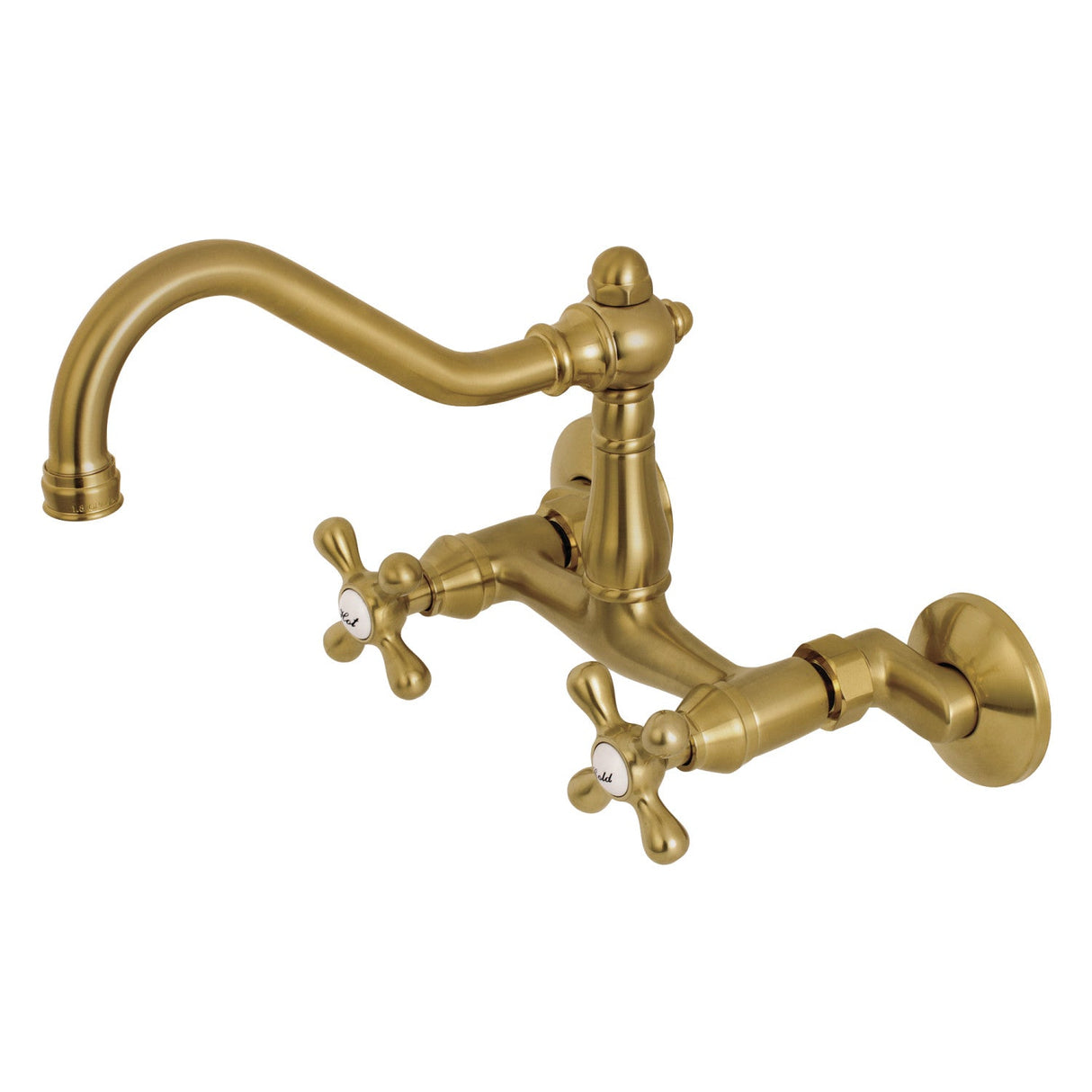 Vintage KS3227AX Two-Handle 2-Hole Wall Mount Kitchen Faucet, Brushed Brass