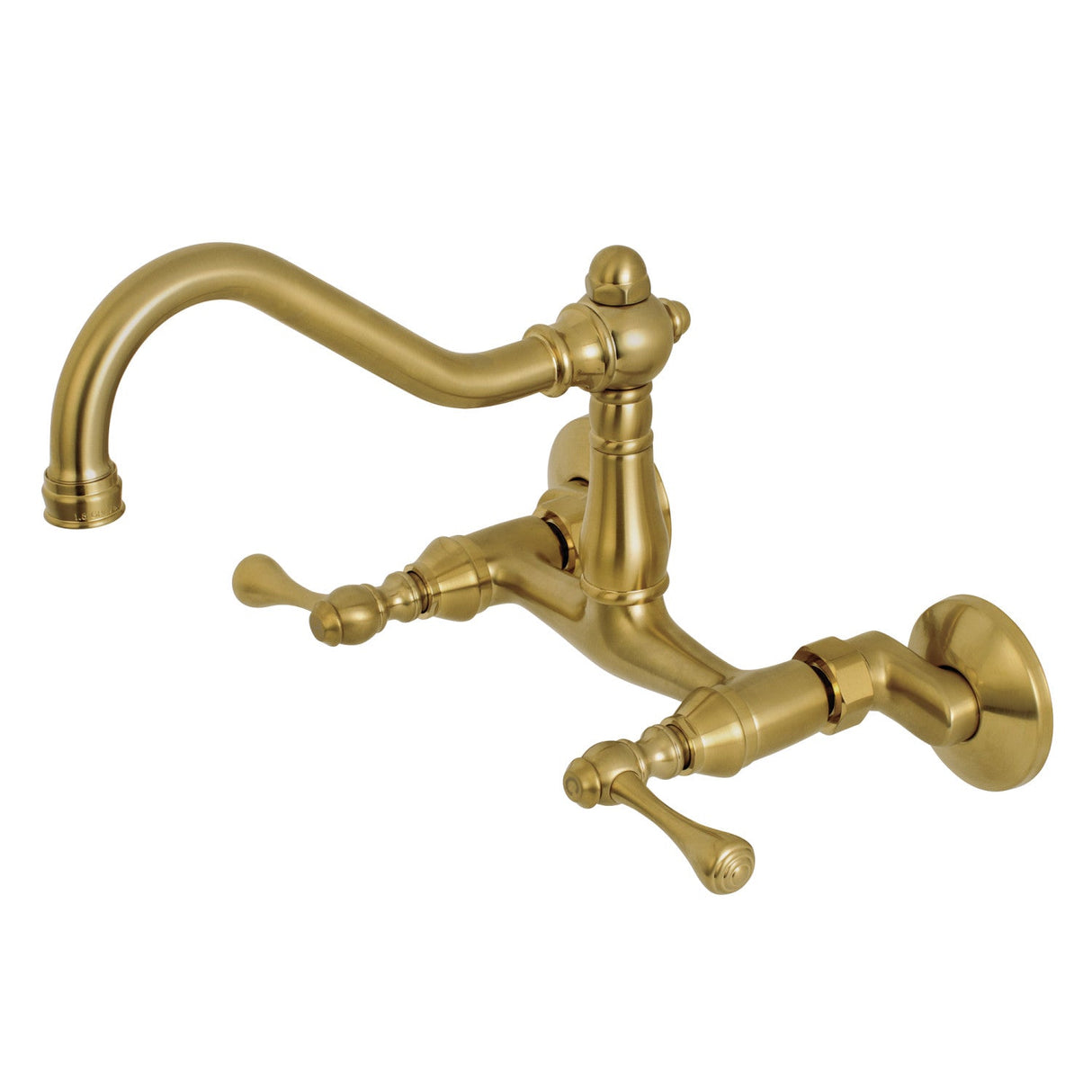 Vintage KS3227BL Two-Handle 2-Hole Wall Mount Kitchen Faucet, Brushed Brass