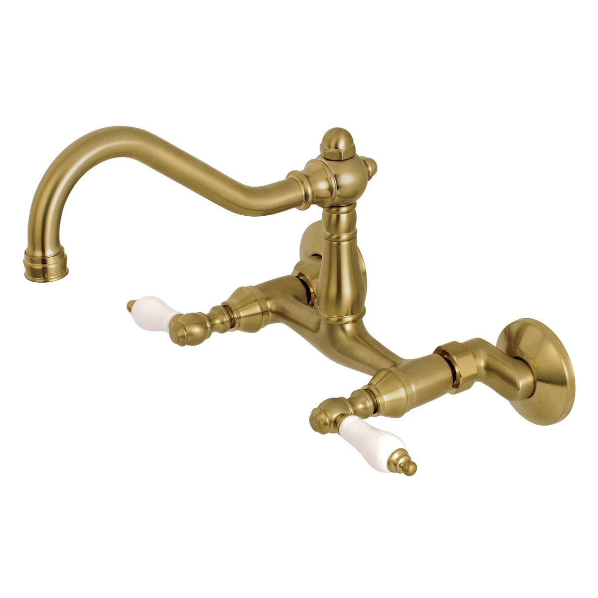 Vintage KS3227PL Two-Handle 2-Hole Wall Mount Kitchen Faucet, Brushed Brass