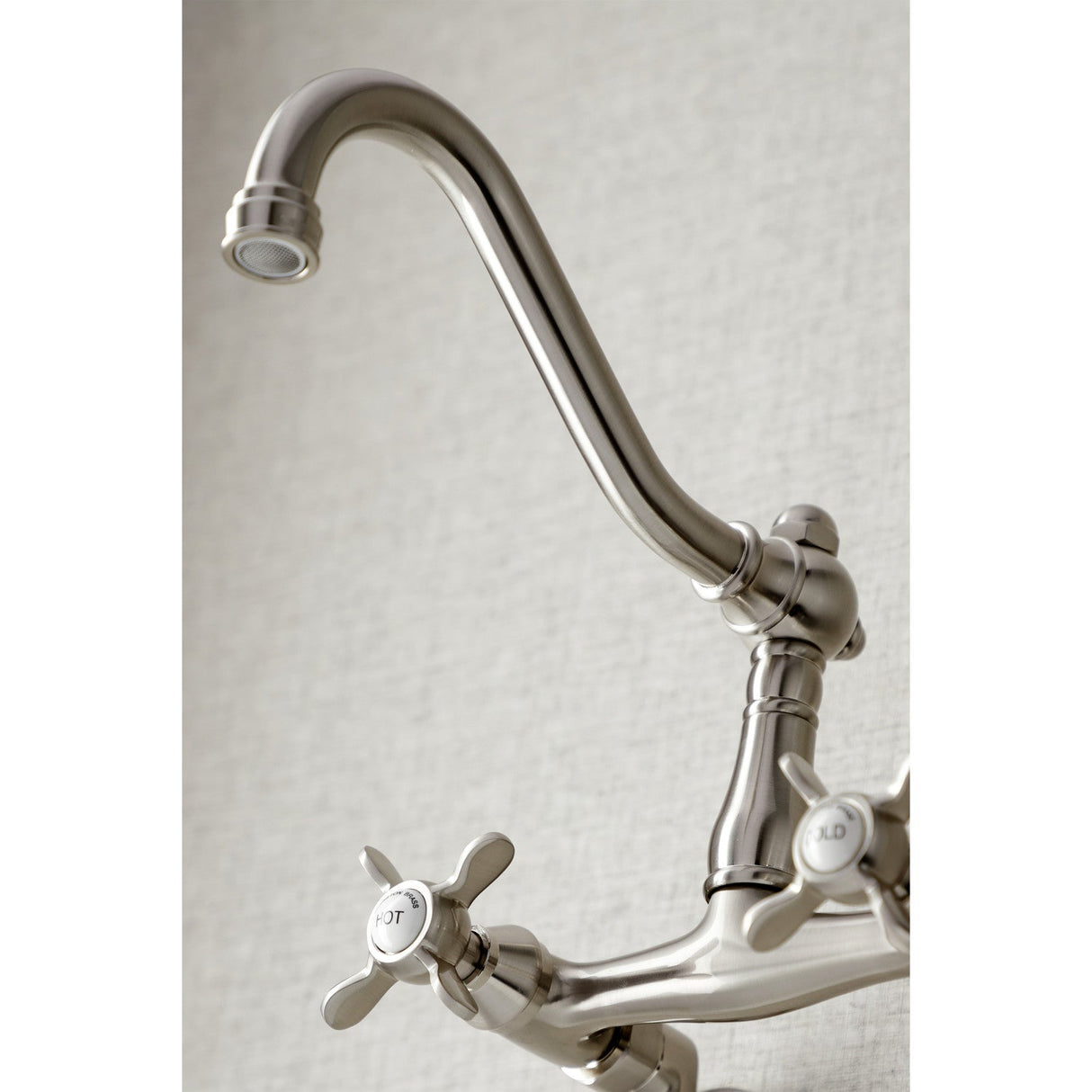 Essex KS3228BEX Two-Handle 2-Hole Wall Mount Kitchen Faucet, Brushed Nickel