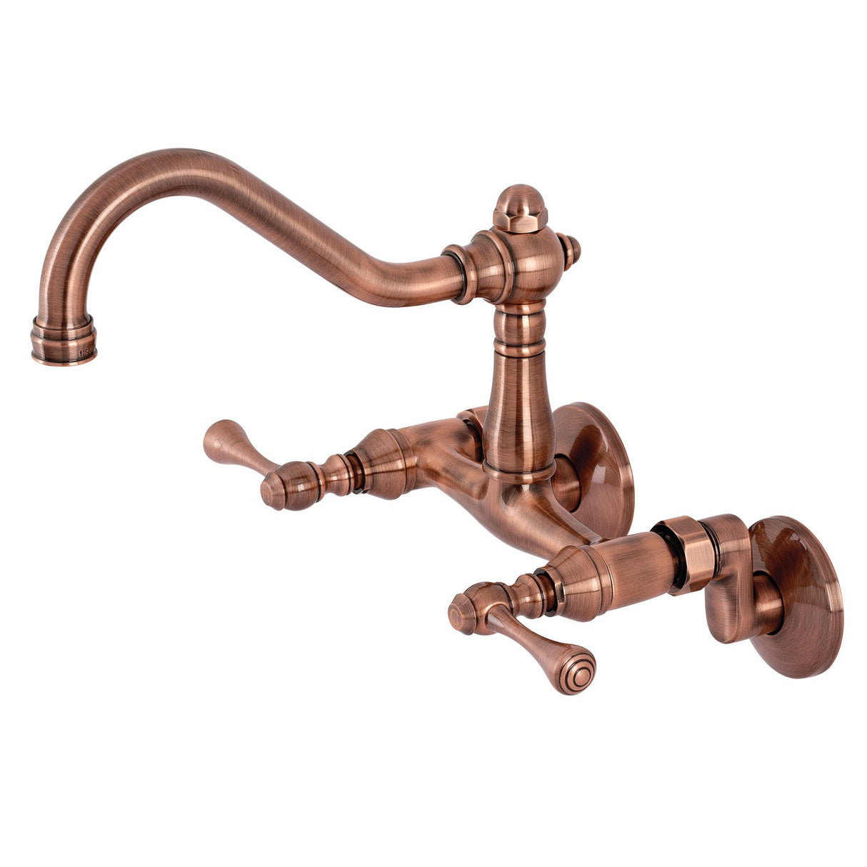Vintage KS322BLAC Two-Handle 2-Hole Wall Mount Kitchen Faucet, Antique Copper
