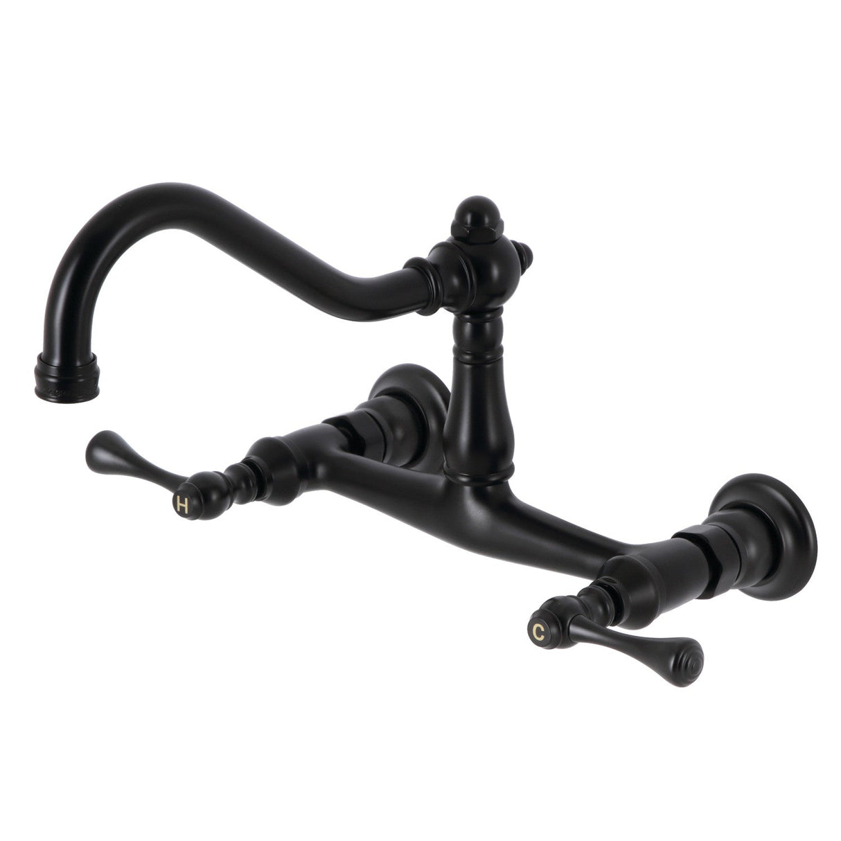 Vintage KS3240BL Two-Handle 2-Hole Wall Mount Bathroom Faucet, Matte Black