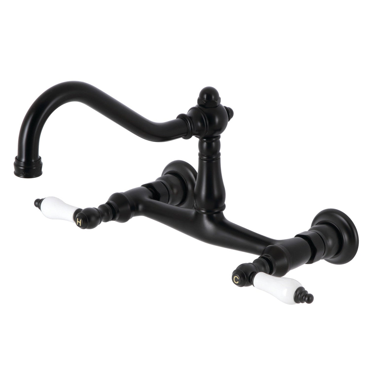 Vintage KS3240PL Two-Handle 2-Hole Wall Mount Bathroom Faucet, Matte Black