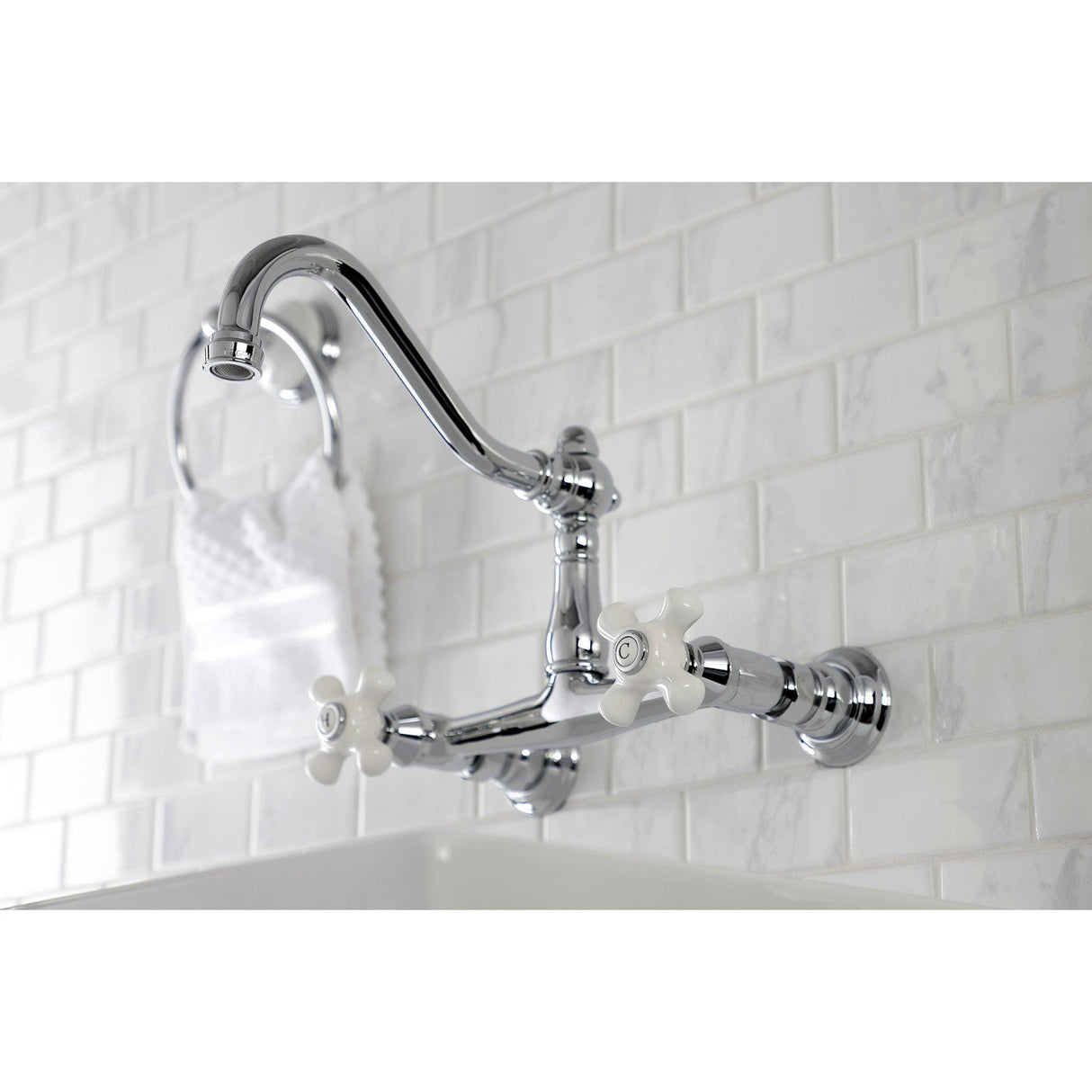 Vintage KS3241PX Two-Handle 2-Hole Wall Mount Bathroom Faucet, Polished Chrome