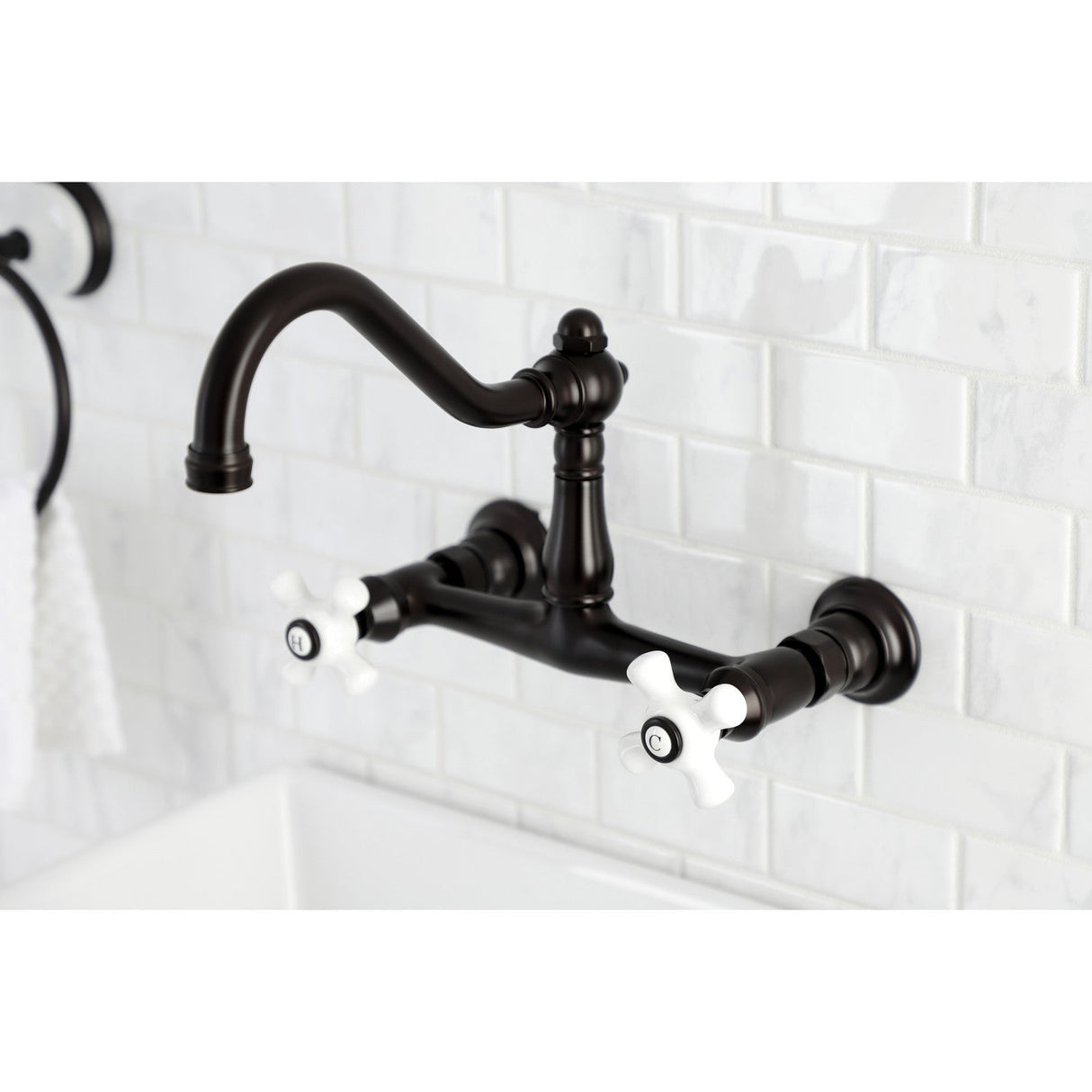 Vintage KS3245PX Two-Handle 2-Hole Wall Mount Bathroom Faucet, Oil Rubbed Bronze