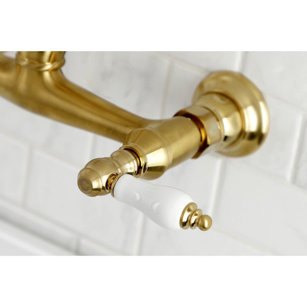 Vintage KS3247PL Two-Handle 2-Hole Wall Mount Bathroom Faucet, Brushed Brass