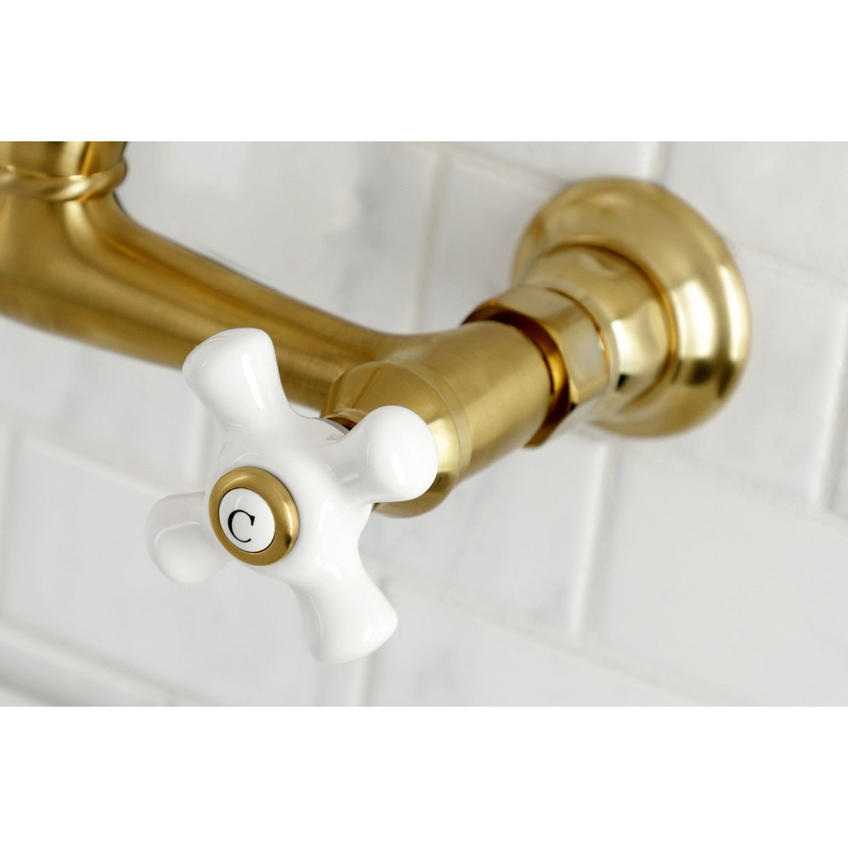 Vintage KS3247PX Two-Handle 2-Hole Wall Mount Bathroom Faucet, Brushed Brass