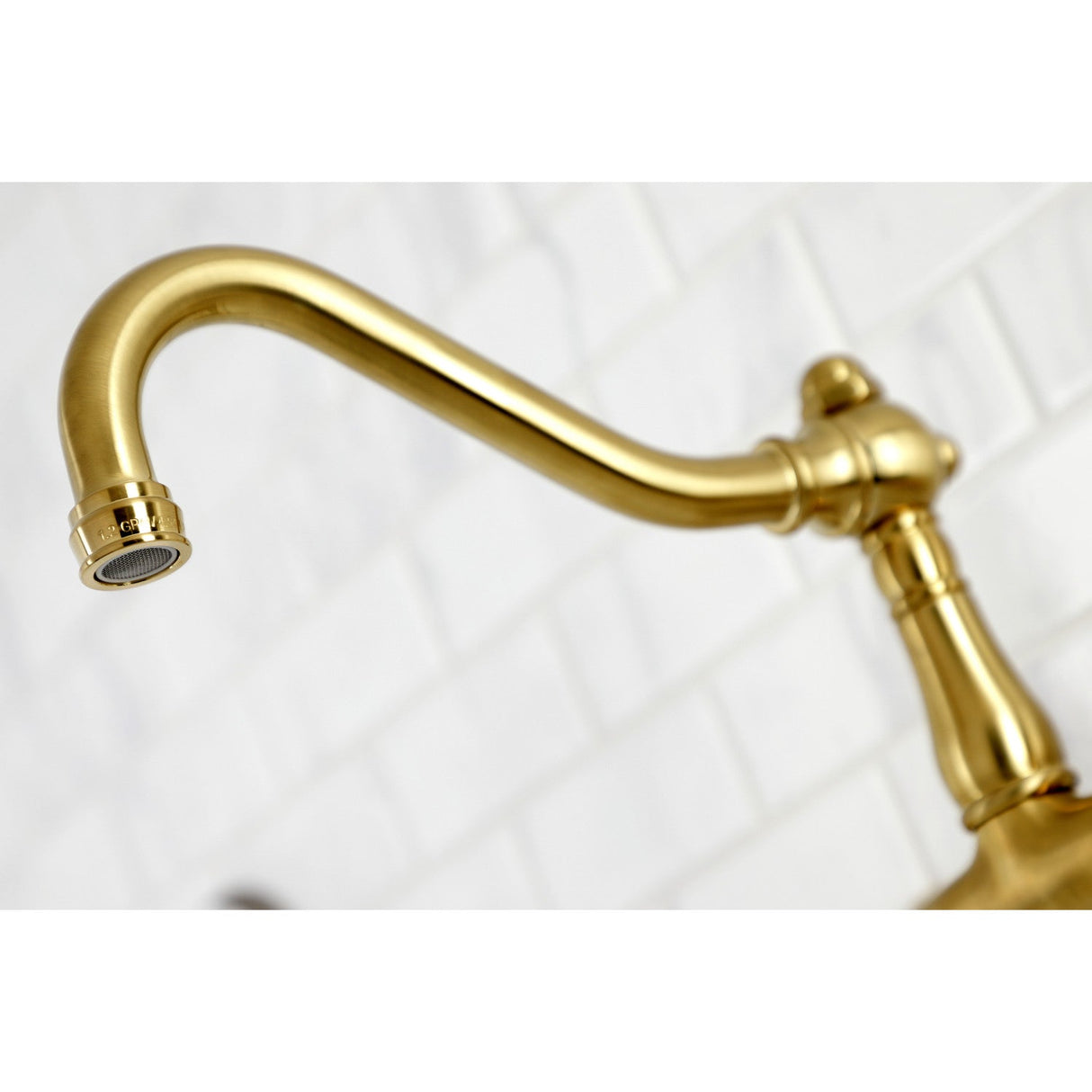 Vintage KS3247PX Two-Handle 2-Hole Wall Mount Bathroom Faucet, Brushed Brass