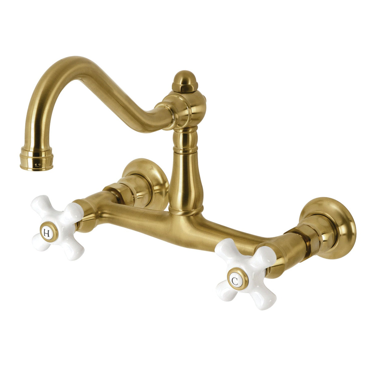 Vintage KS3247PX Two-Handle 2-Hole Wall Mount Bathroom Faucet, Brushed Brass