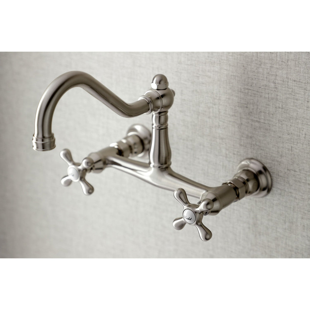 Vintage KS3248AX Two-Handle 2-Hole Wall Mount Bathroom Faucet, Brushed Nickel