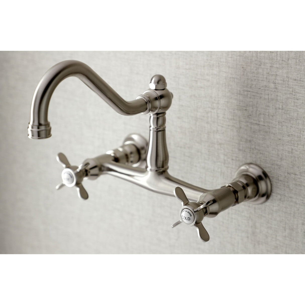 Essex KS3248BEX Two-Handle 2-Hole Wall Mount Bathroom Faucet, Brushed Nickel