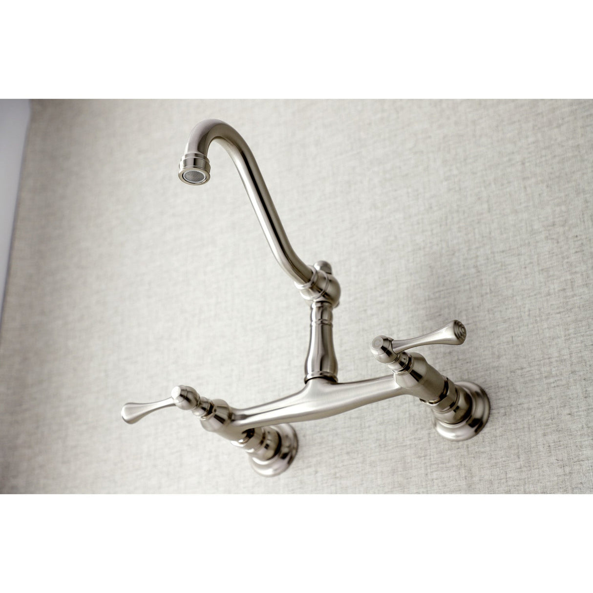 Vintage KS3248BL Two-Handle 2-Hole Wall Mount Bathroom Faucet, Brushed Nickel