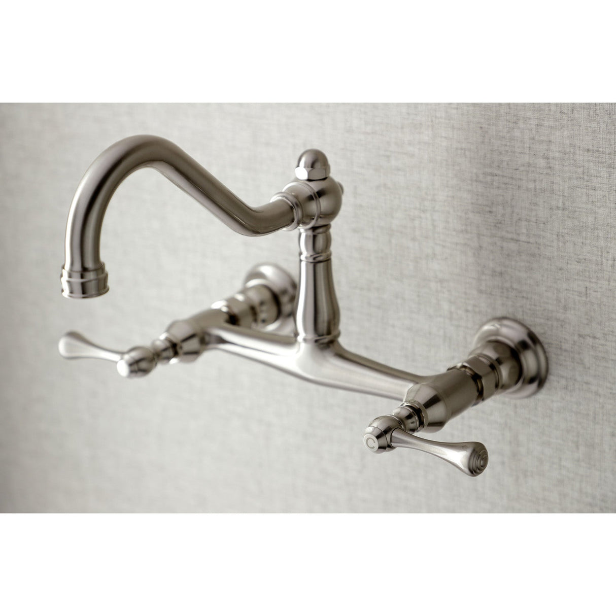 Vintage KS3248BL Two-Handle 2-Hole Wall Mount Bathroom Faucet, Brushed Nickel