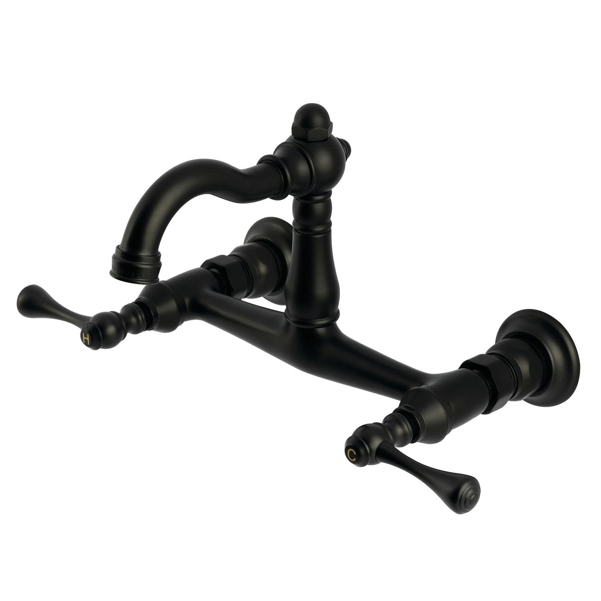 Vintage KS3250BL Two-Handle 2-Hole Wall Mount Kitchen Faucet, Matte Black